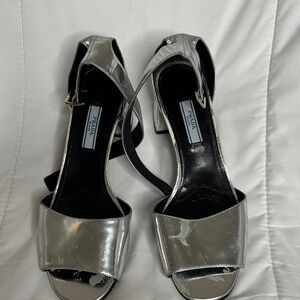 Prada Women's Metallic Silver Heels